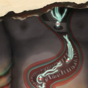 Ilustración digital que representa la entrada al infierno