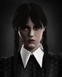 Fanart de Miércoles Addams. Ilustración digital del artista Juan Alcalá-Zamora
